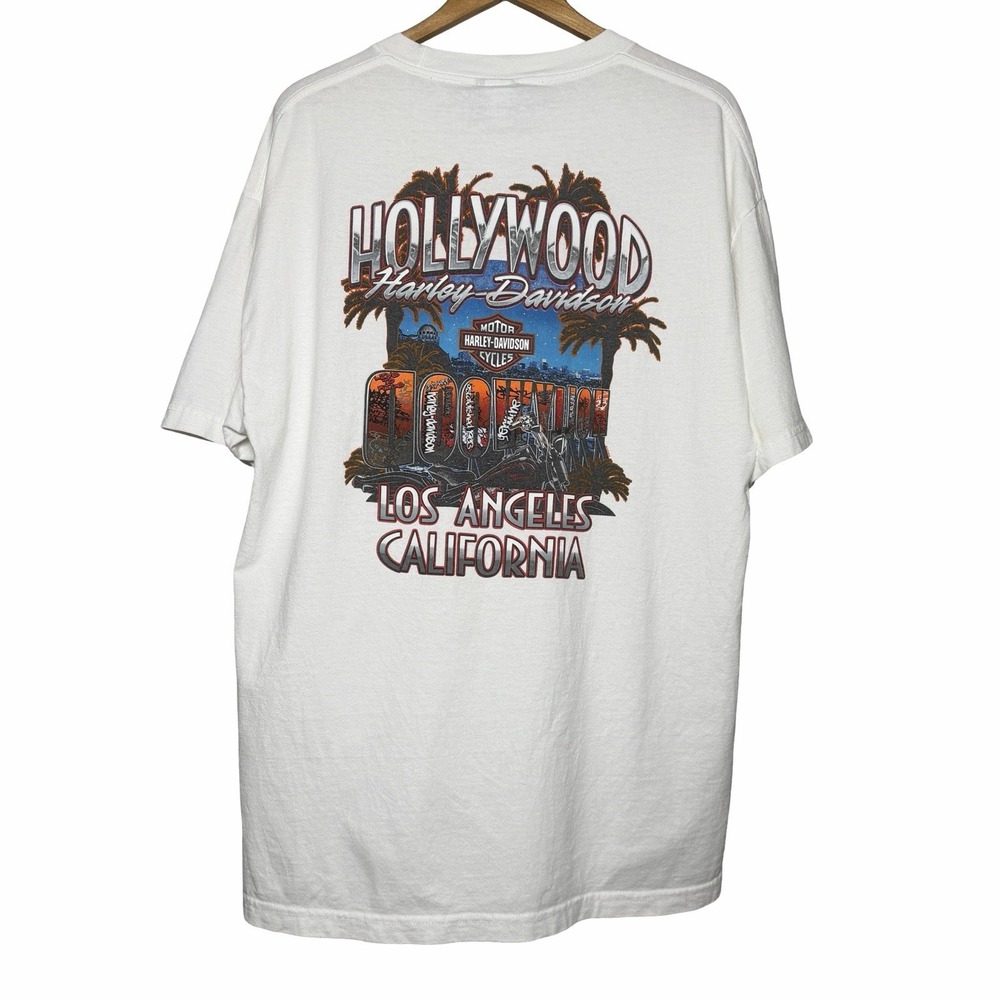 Harley Davidson Hollywood Los Angeles California T Shirt Men XL Biker Graphic